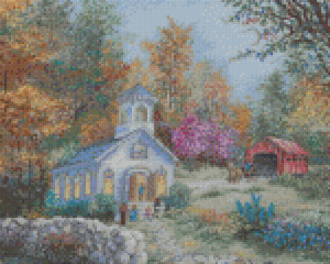 Church By The Barn Nine [9] Baseplate PixelHobby Mini-mosaic Art Kit image 0